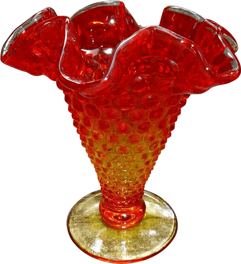 Radiant Red Ruffled Glass Vase PNG