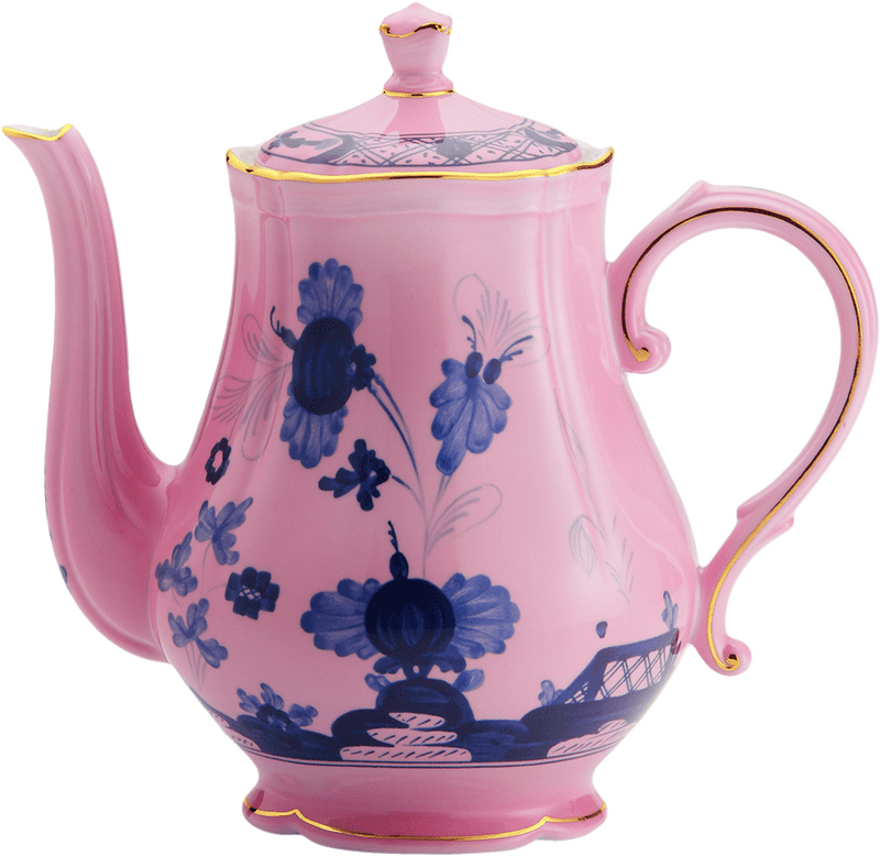 Elegant Floral Pink Cookware Teapot PNG