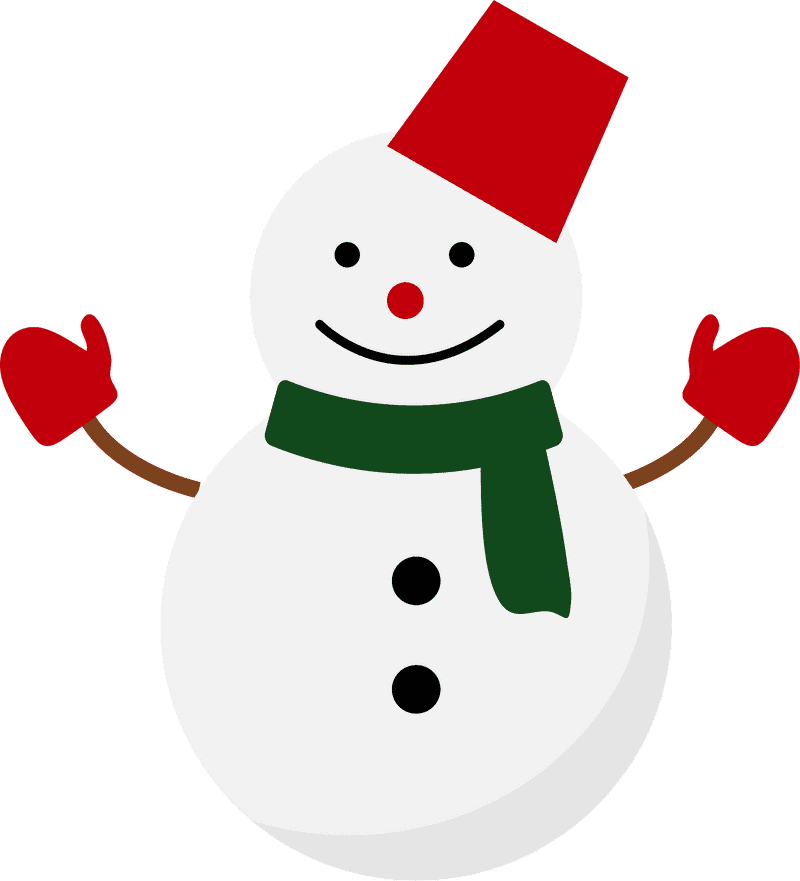 Cheerful Snowman with a Red Hat and Green Scarf PNG
