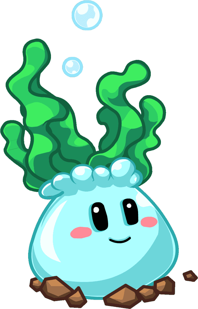 Happy Oxygen Mask with Bubbles and Seaweed PNG