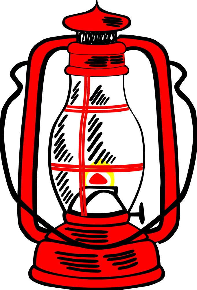 Vintage Red Oil Lamp with Warm Glow PNG