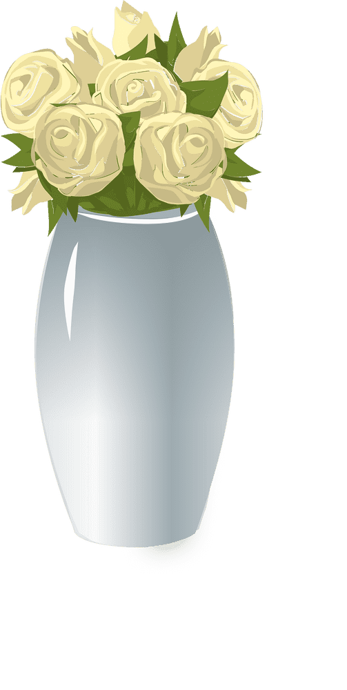 Elegant White Rose Vase Arrangement PNG