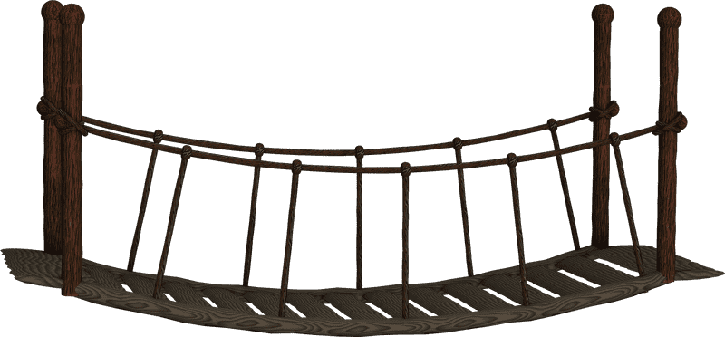 Rustic Rope Bridge Over Tranquil Waters PNG