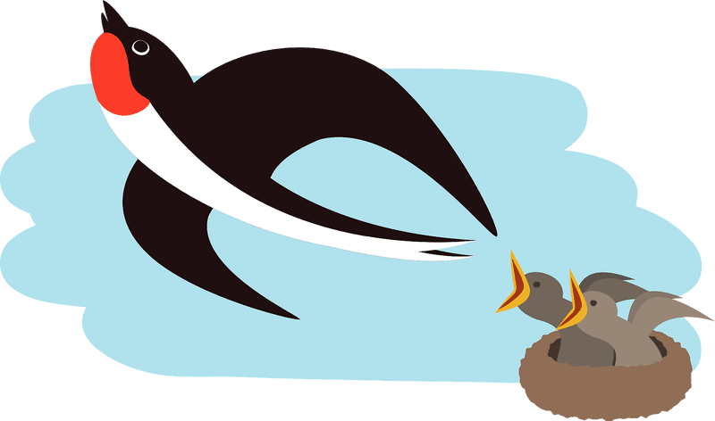 Soaring Bird with Nesting Chicks PNG