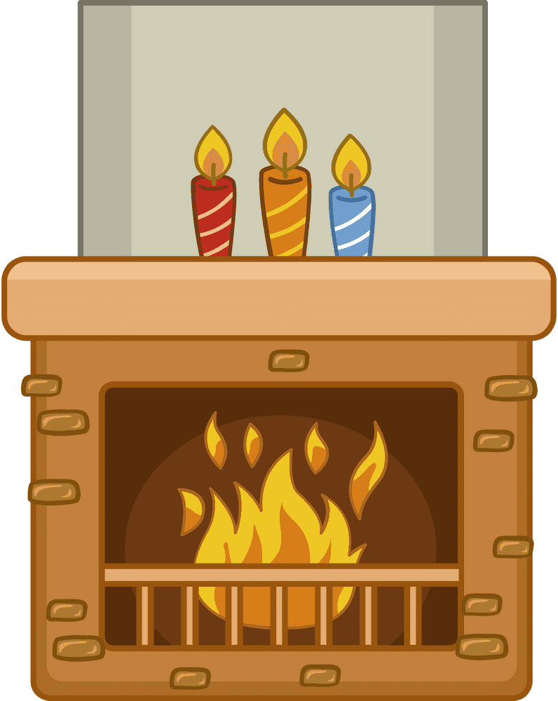Cozy Fireplace with Colorful Candles PNG