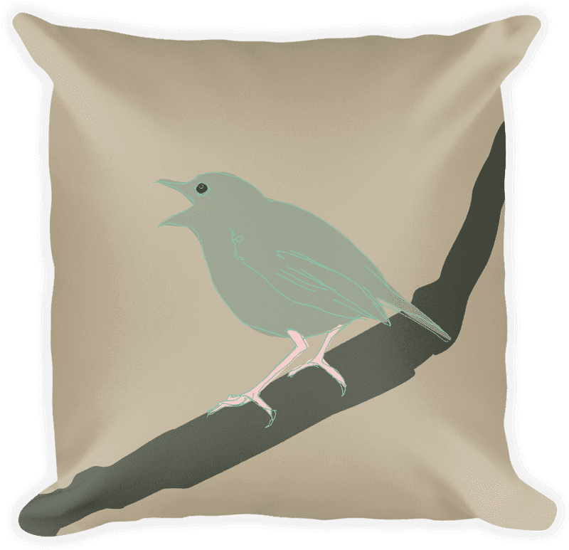 Singing Bird Design Pillow Cushion PNG
