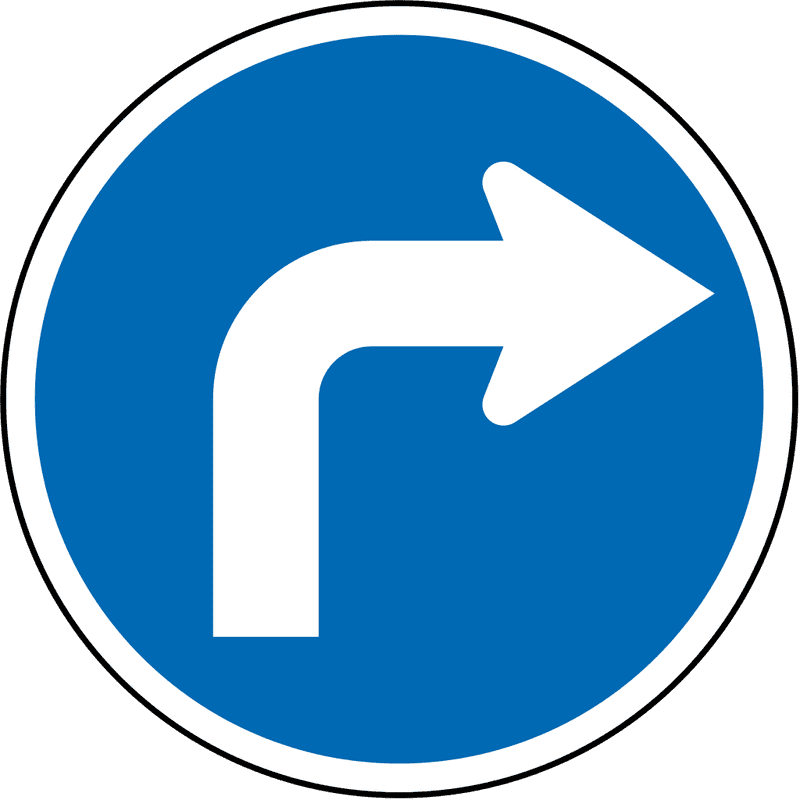 Right Turn Road Sign方向标志 PNG