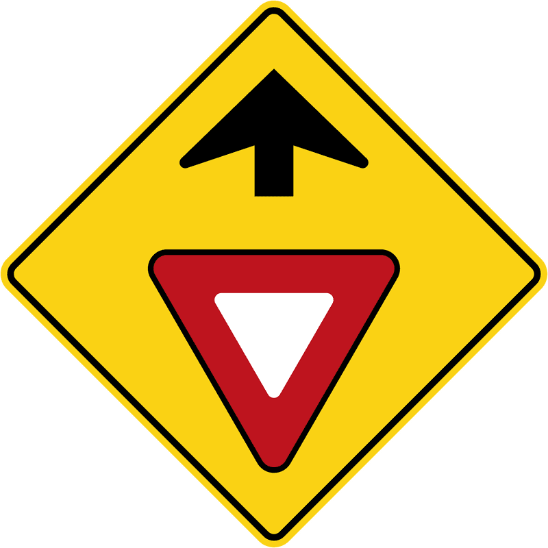 Yield Sign with Upward Arrow Indicator PNG