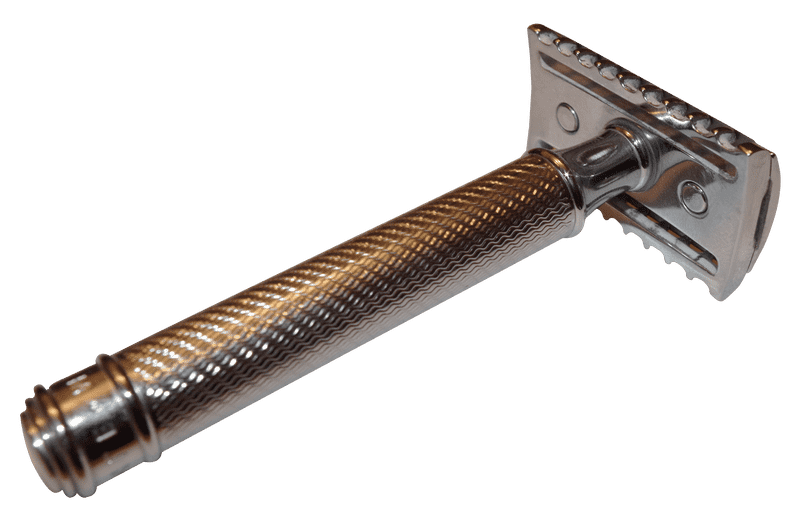Classic Silver Safety Razor Design PNG