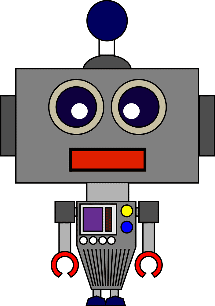 Friendly Android Robot with Big Eyes PNG