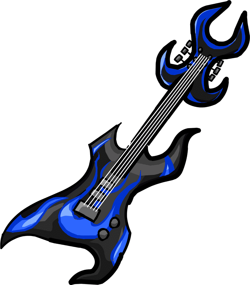 Electric Guitar of Blue Flames PNG