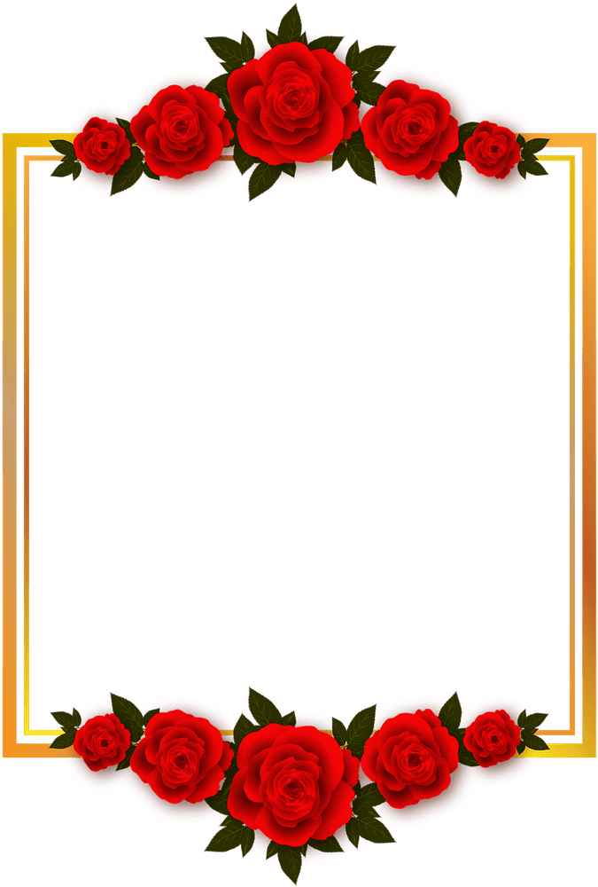 Elegant Rose Adorned Photo Frame PNG