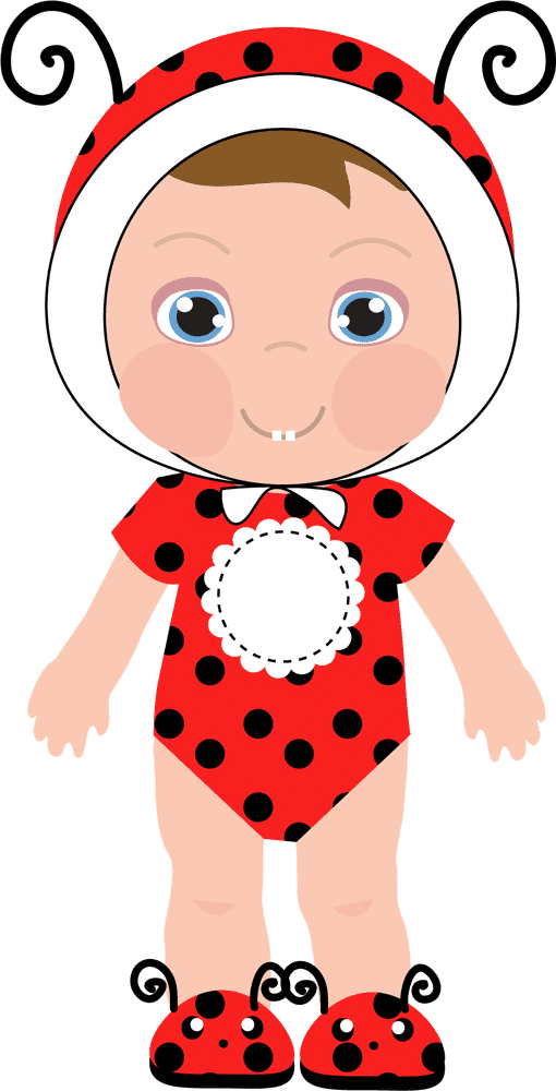 Ladybug Delight Adorable Toddler in Spotted Gear PNG