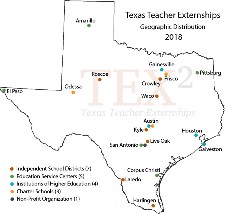 Texas Teacher Fellowships Location Map PNG