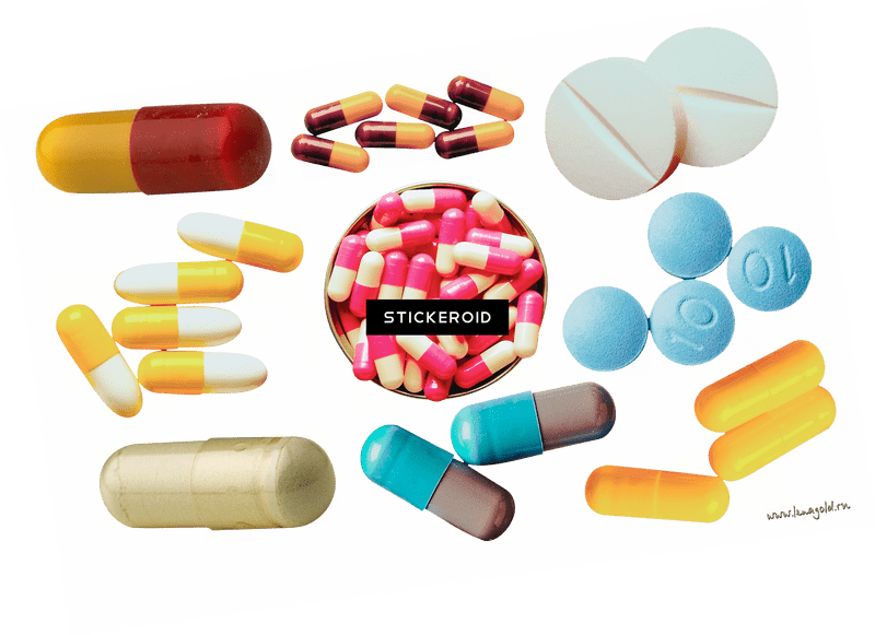 Colorful Pill Collection Showcase PNG