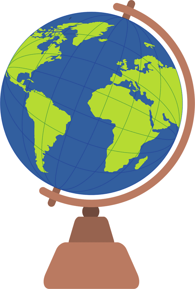 Colorful Globe of Earth’s Continents PNG