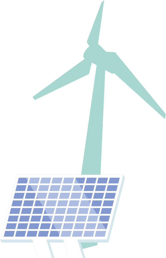 Eco-Friendly Solar Panel and Wind Turbine System PNG