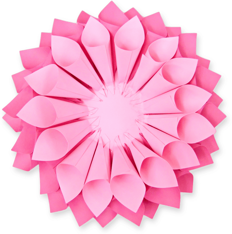 Vibrant Floral Design Made from Paper Sheets PNG