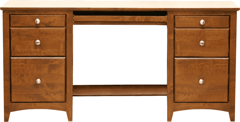 Elegant Wooden Office Desk with Storage Drawers PNG