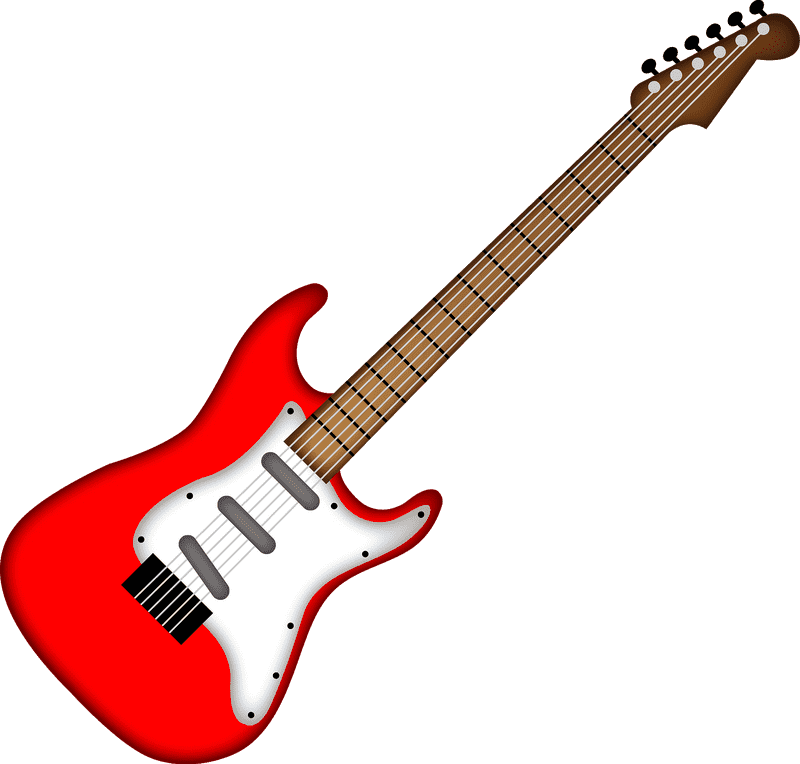 Bright Red Electric Guitar Showcase PNG