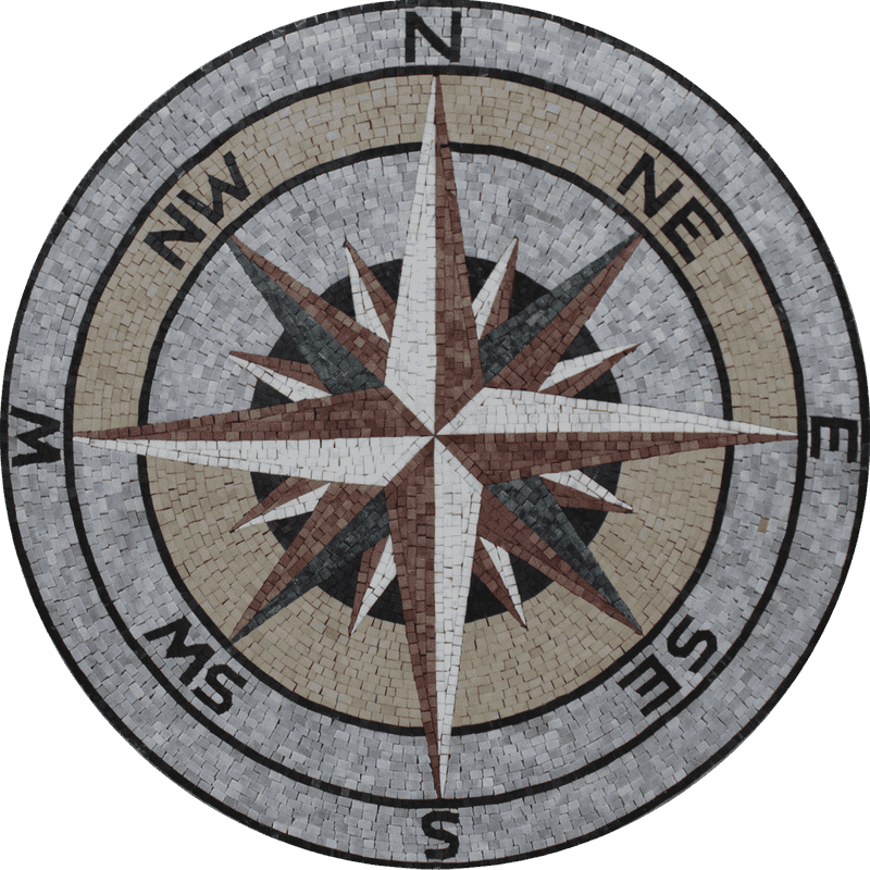 Elegant Compass Rose Mosaic Design PNG