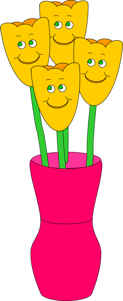 Happy Faces Vase of Joyful Blooms PNG