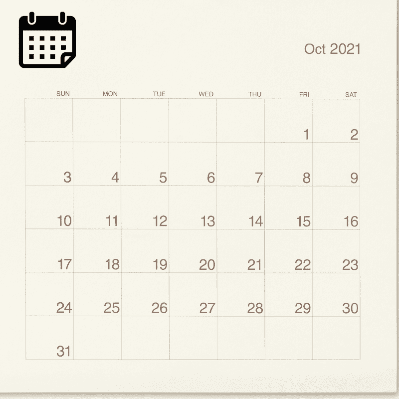 October 2021 Planning Calendar PNG