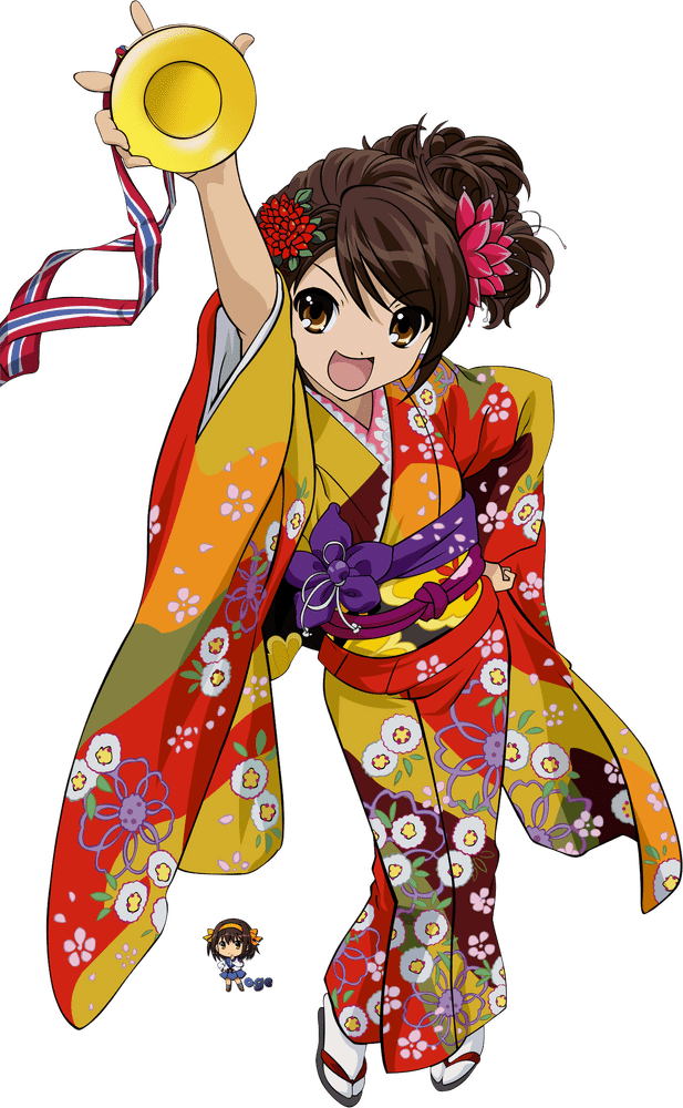 Vibrant Celebration in a Kimono Elegance PNG