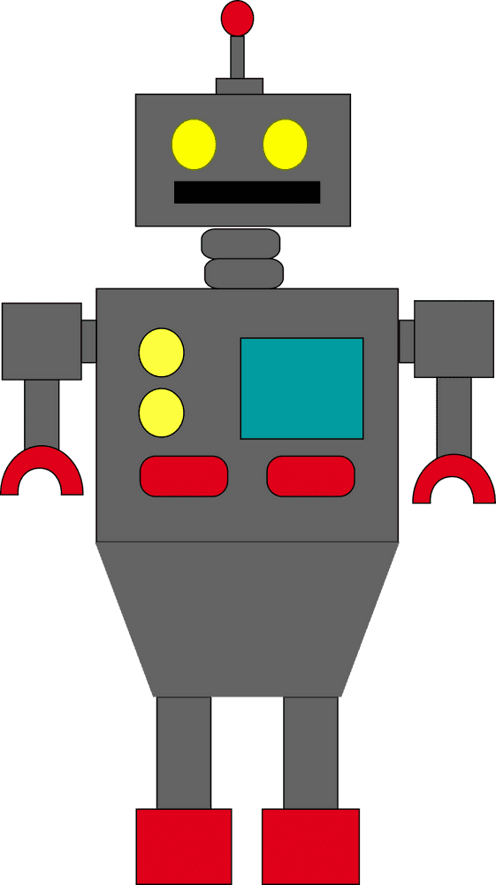 Friendly Android Robot with Colorful Buttons PNG