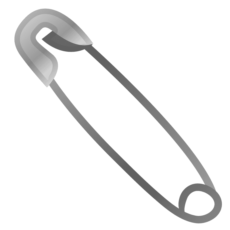Elegant Silver Safety Pin Design PNG