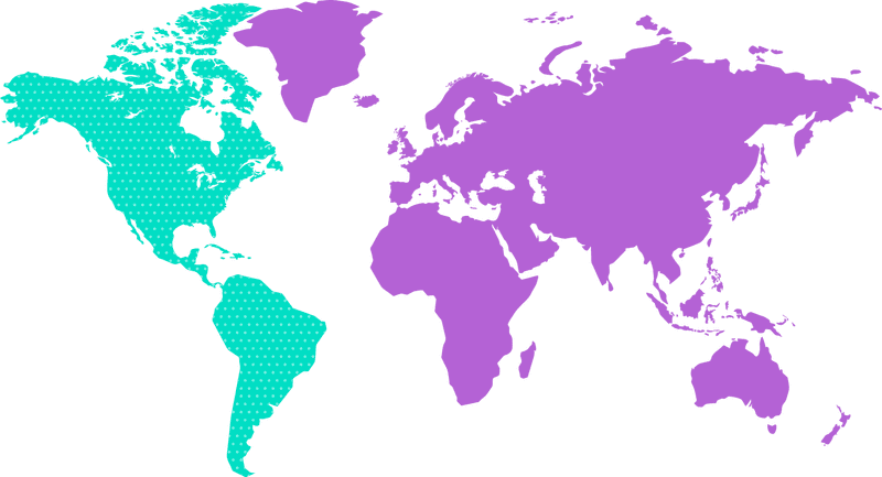 Vibrant World Map with Distinct Regions PNG