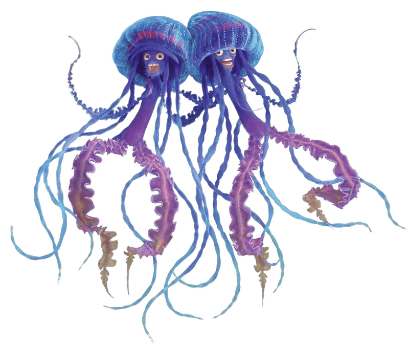 Whimsical Jellyfish Duo in Ocean Dance PNG