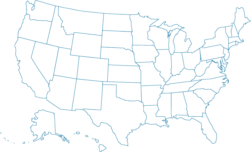 Outline of the USA Map with States Highlighted PNG