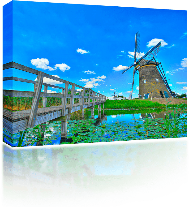 Reflections of the Tranquil Pier by the Windmill PNG
