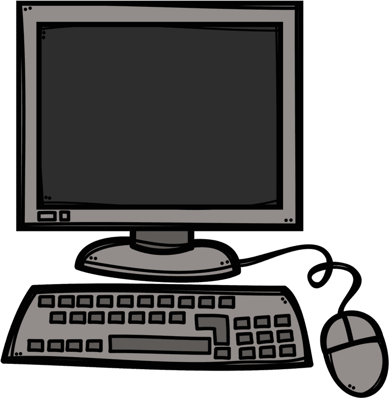 Computer Part Classic Desktop Setup with Monitor and Peripherals PNG