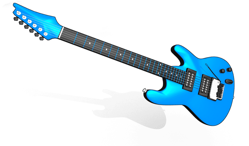 Electric Guitar in Vibrant Blue Finish PNG