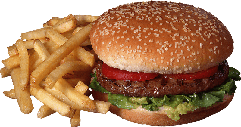Delicious Gourmet Burger with Crispy Fries PNG