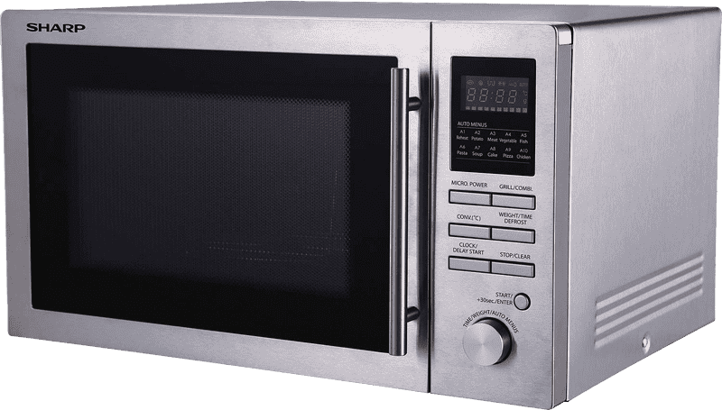 Sleek Stainless Steel Microwave Oven for Modern Kitchens PNG