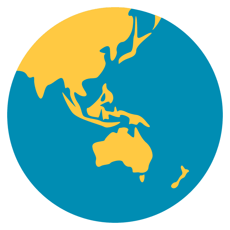 Vibrant Globe of Asia and Oceania PNG