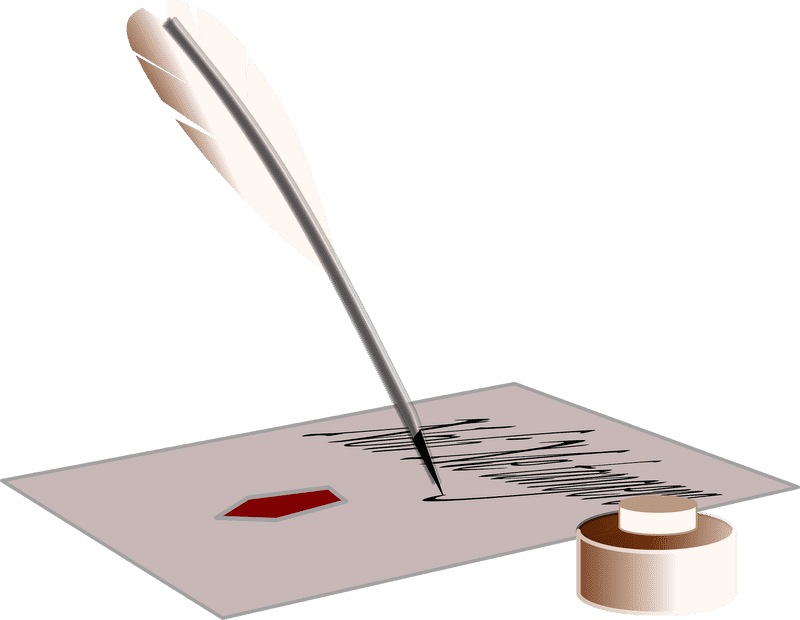 Elegant Ink Bottle and Quill Writing Set PNG