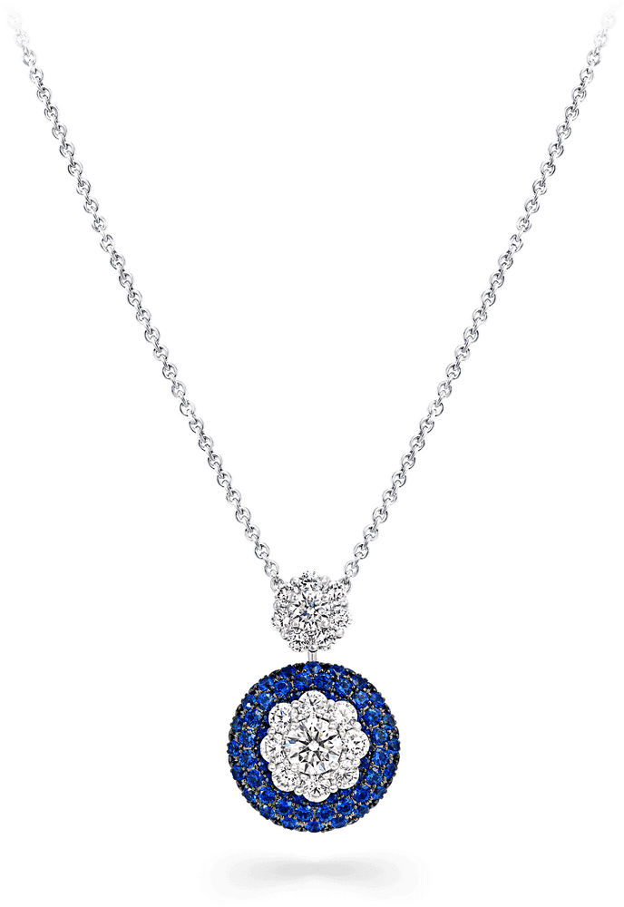 Elegant Blue Floral Necklace Pendant PNG
