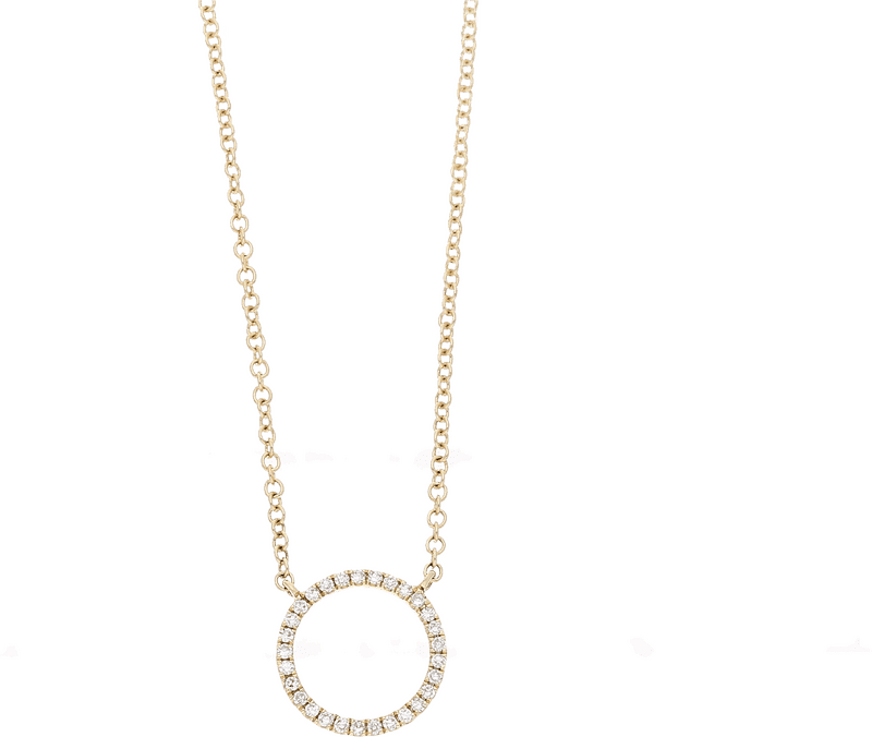 Elegant Circle Diamond Necklace Pendant PNG