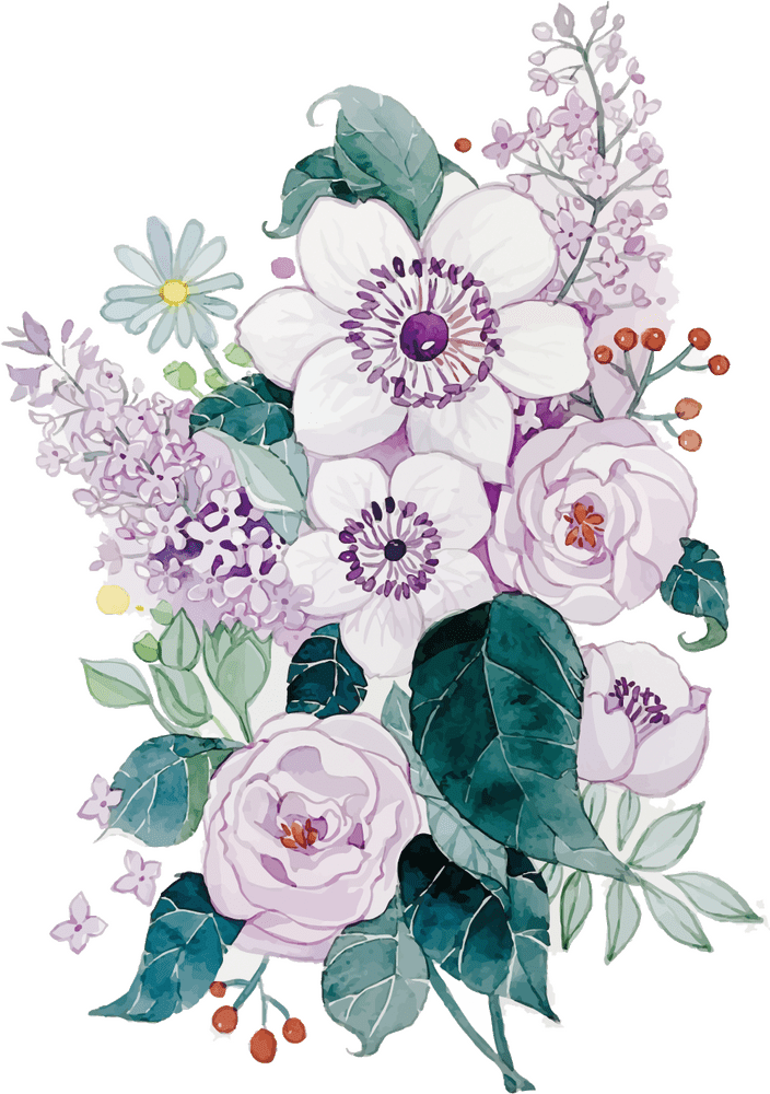 Delicate Floral Harmony A Bouquet of Beauty PNG