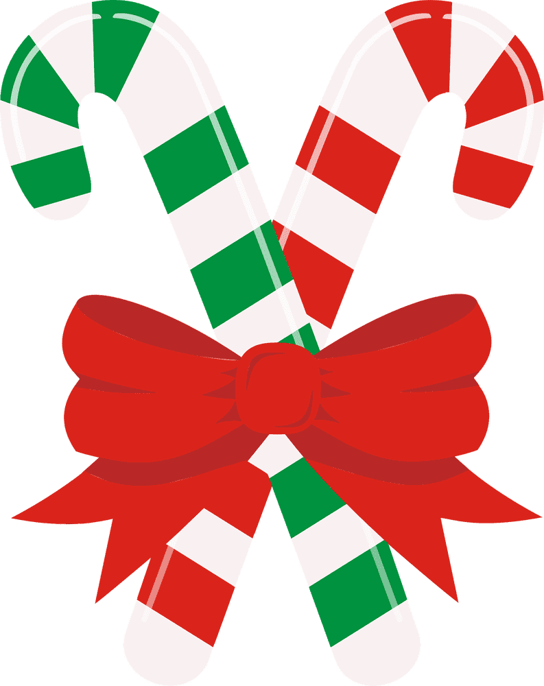 Candy Cane Delight with a Festive Bow PNG