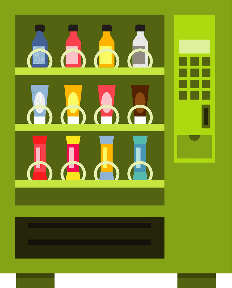 Colorful Beverage Vending Machine Delight PNG