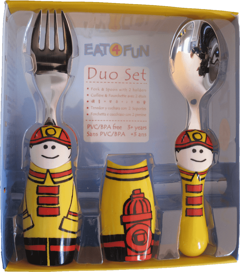 Firefighter Fun Utensil Set for Kids PNG