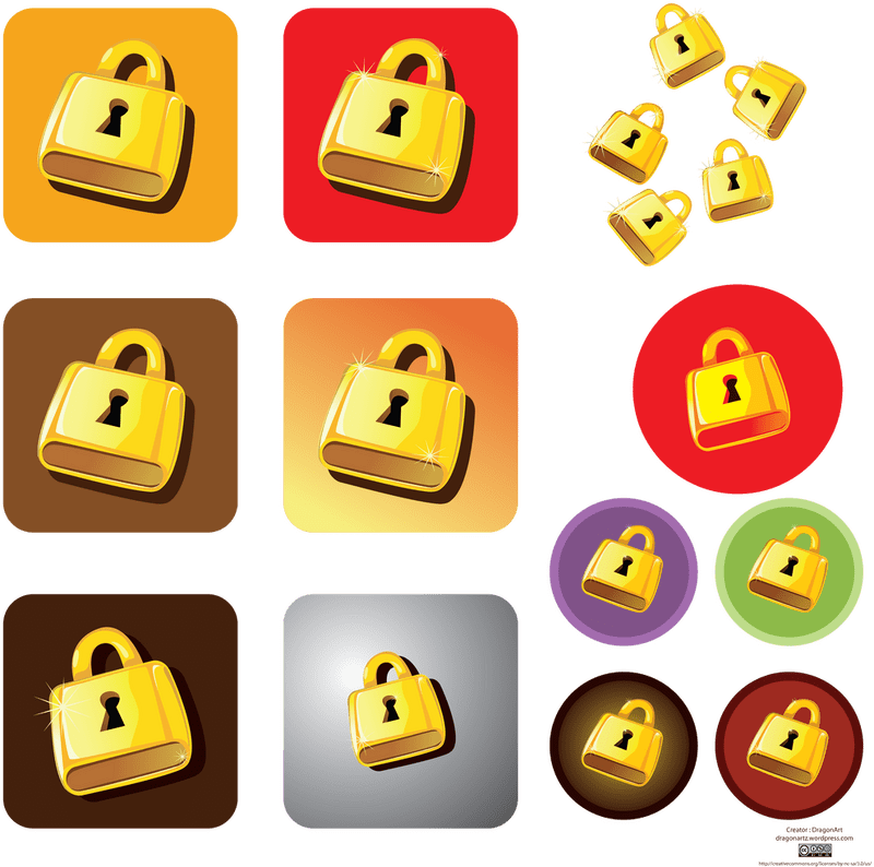 Colorful Collection of Lock Icons PNG