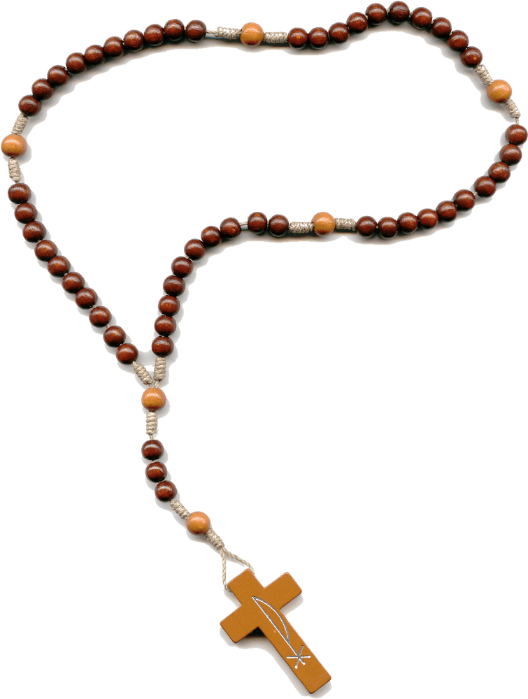 Elegant Prayer Beads with Cross Pendant PNG