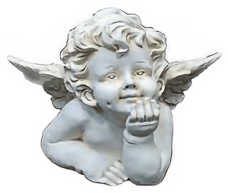 Whimsical Marble Statue of a Cherubic Angel PNG