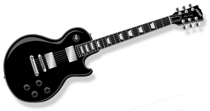Sleek Black Electric Guitar with Classic Appeal PNG